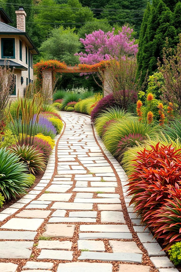 Garden Lined Native Plants Driveway - 22 driveway entrance ideas