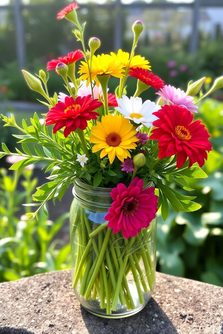 Garden Paradise Arrangement - 22 Mason Jar Centerpiece Ideas