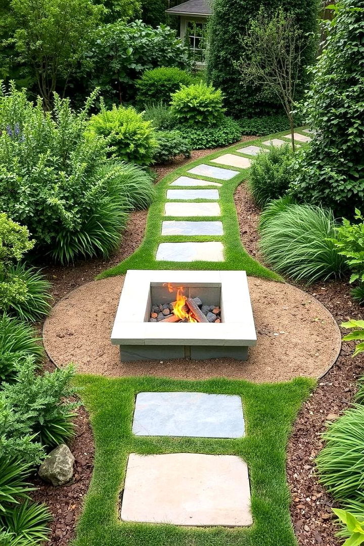 Garden Pathway Integrated Square Fire Pit - 22 Square Fire Pit Ideas