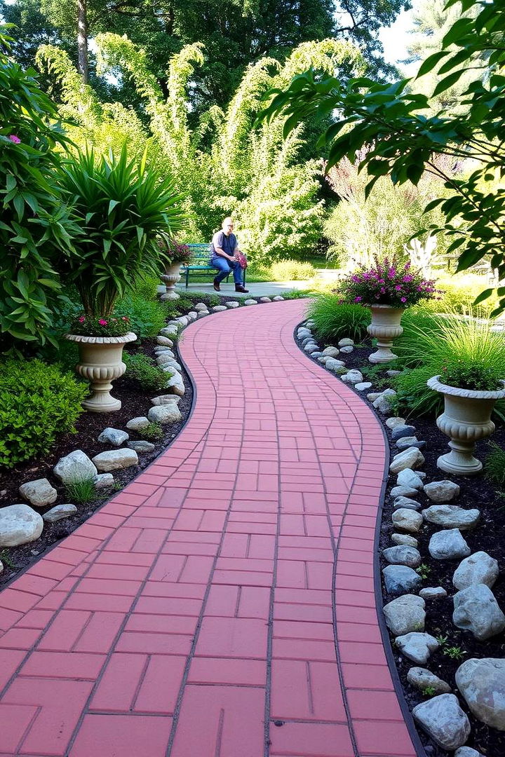 Garden Pathway Integration - 22 Red Paver Patio Ideas