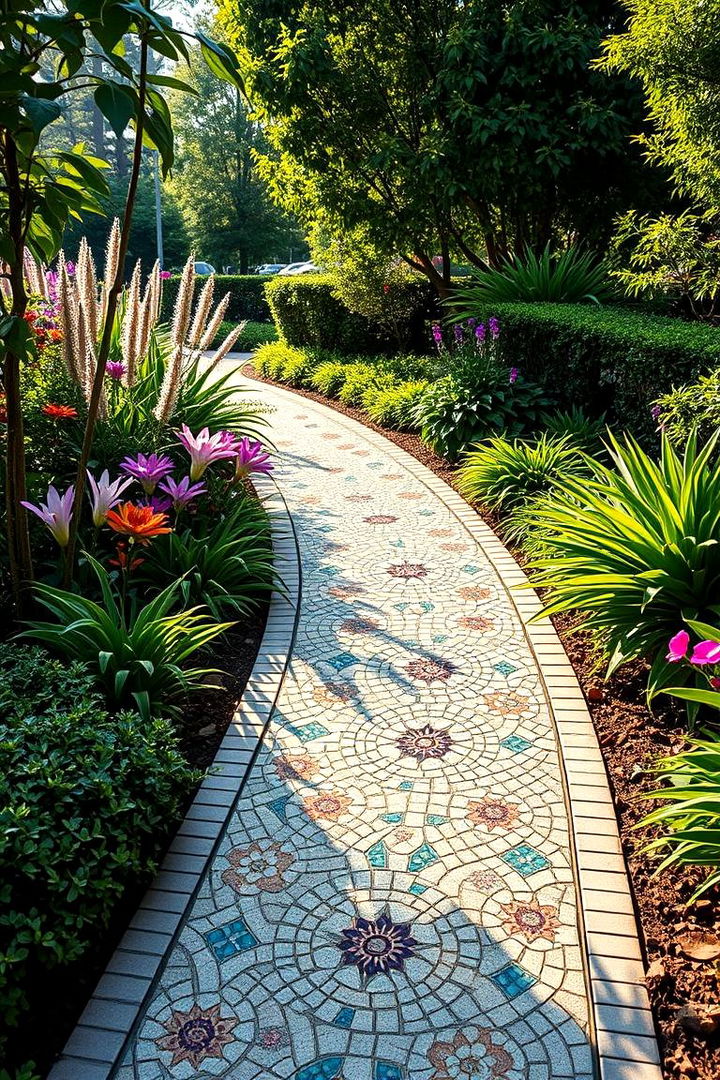 Garden Themed Mosaic Composite Walkways - 22 Composite Walkway Ideas