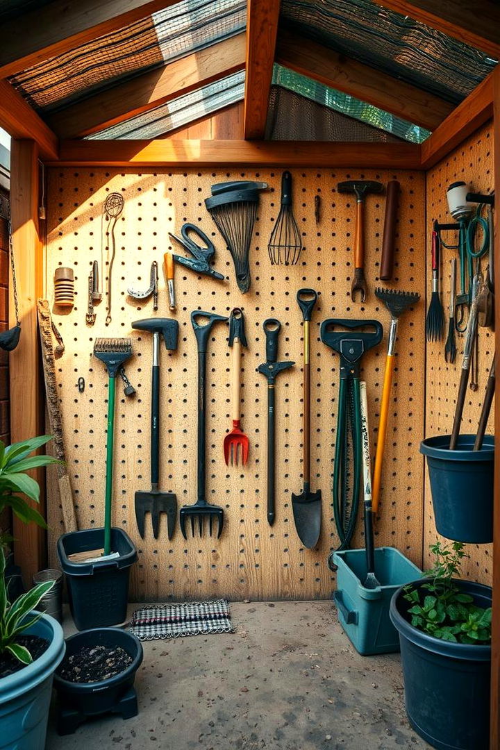 Garden Tool Organizer Pegboard - 22 Pegboard Ideas