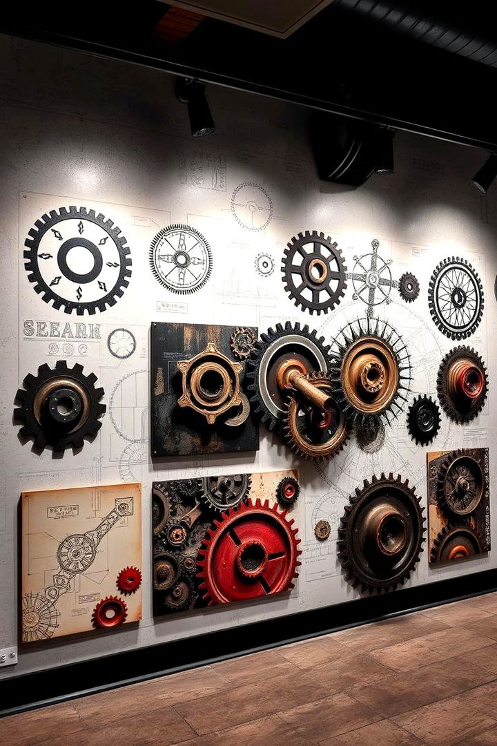 Gear Inspired Wall Art - 22 Steampunk Bedroom Ideas