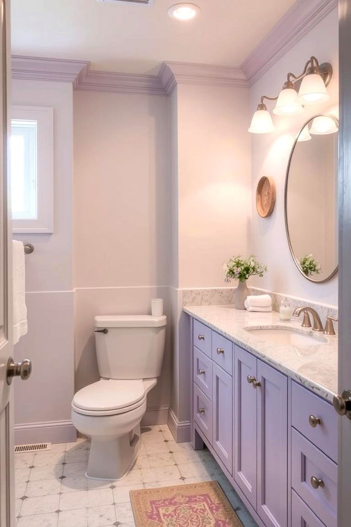 Gentle Lavender Charm - 22 Bathroom Cabinet Color Ideas