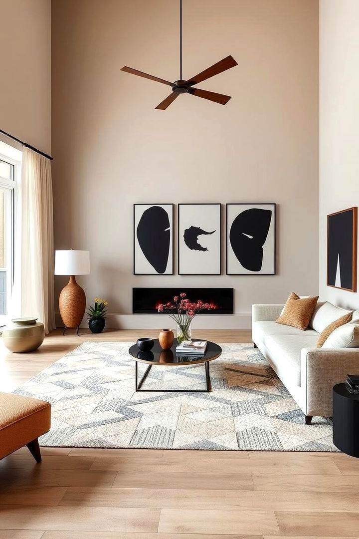 Geometric Accent Adventure - 22 Black and Beige Living Room Ideas
