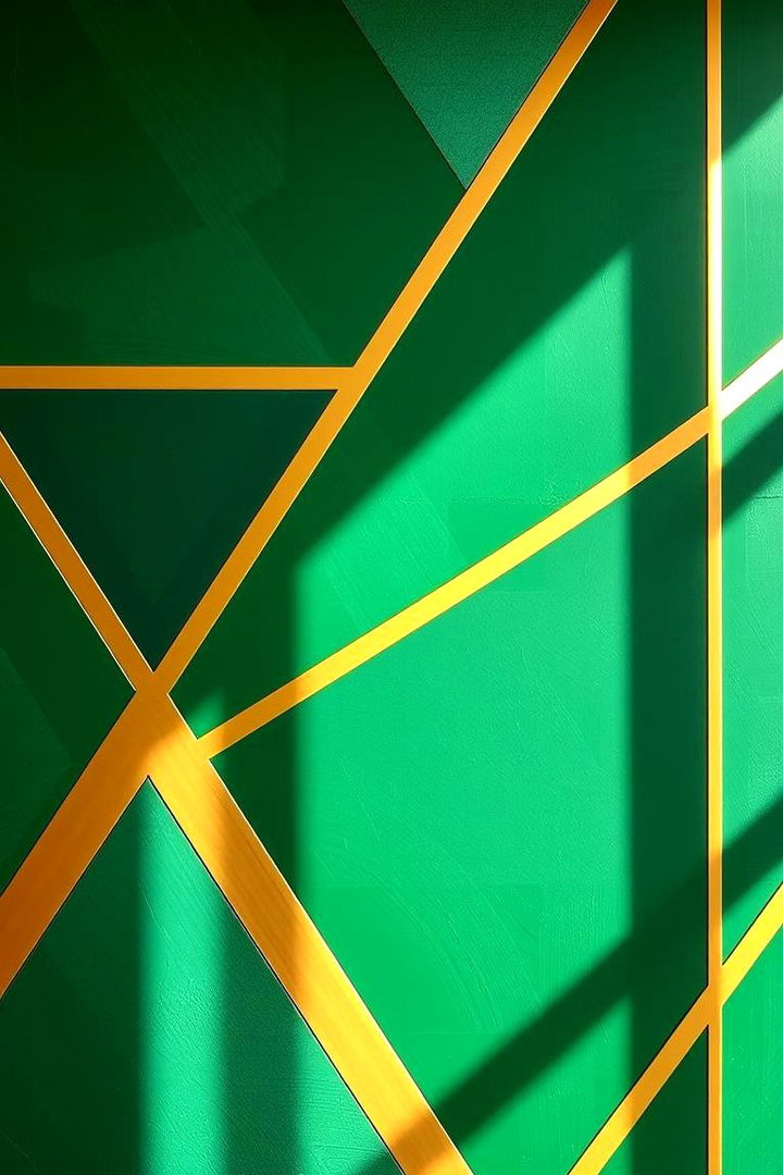 Geometric Accent Walls - 22 Green and Gold Bathroom Ideas