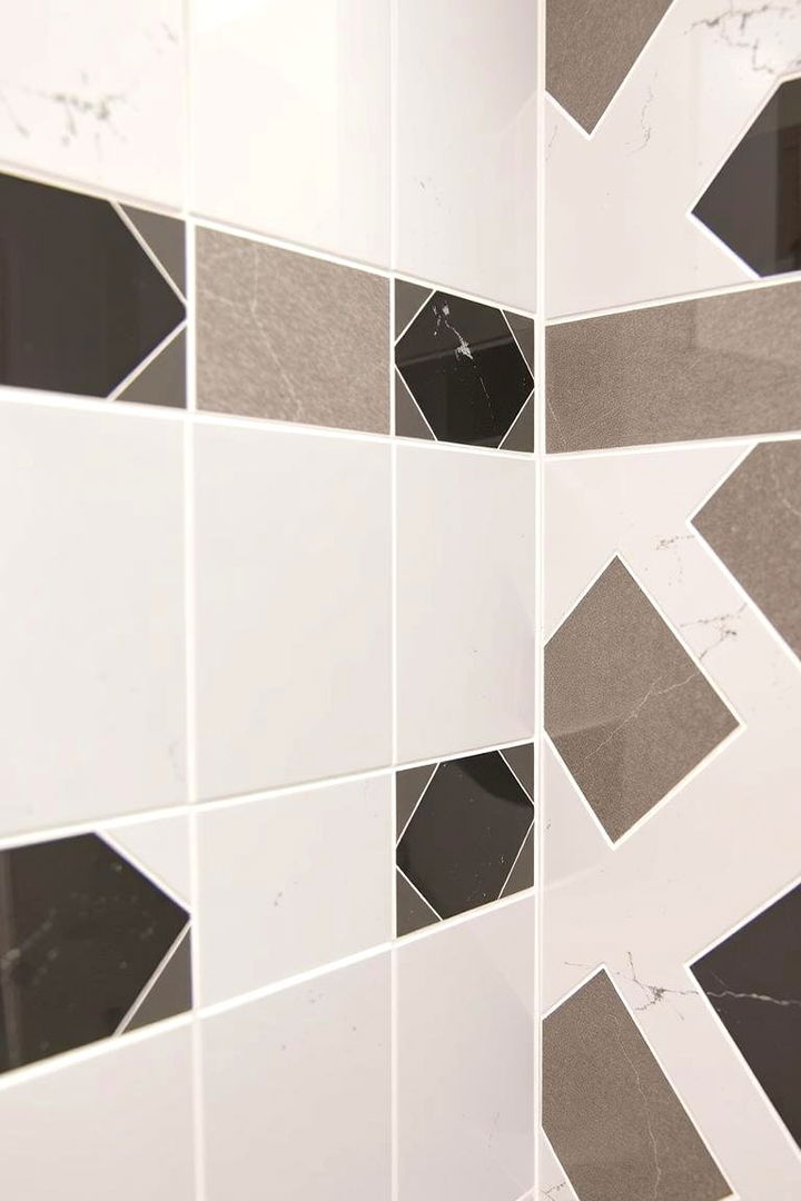 Geometric Accents - 22 Half-wall Tile Bathroom Ideas