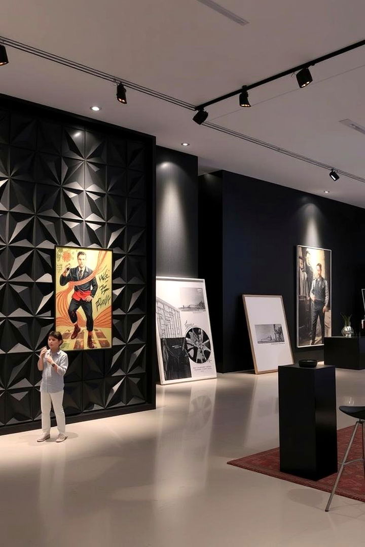 Geometric Black Patterned Wall - 22 Black Accent Wall Ideas
