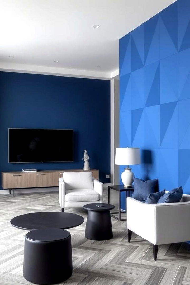 Geometric Blue Accent - 22 Blue Accent Wall Ideas