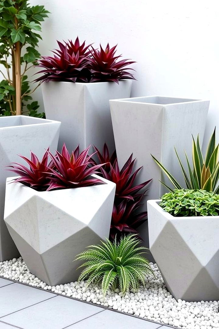 Geometric Concrete Containers - 22 Concrete Garden Ideas