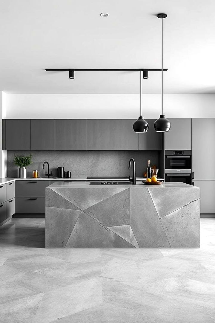 Geometric Concrete Panels - 22 Kitchen Island Back Panel Ideas