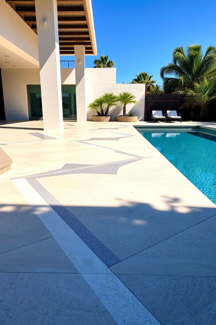 Geometric Design Deck - 22 Concrete Pool Deck Ideas