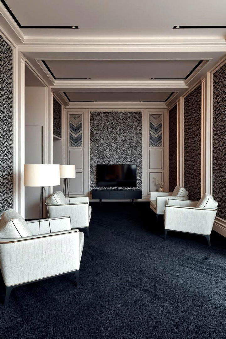 Geometric Design Precision - 22 Black Carpet Living Room Ideas