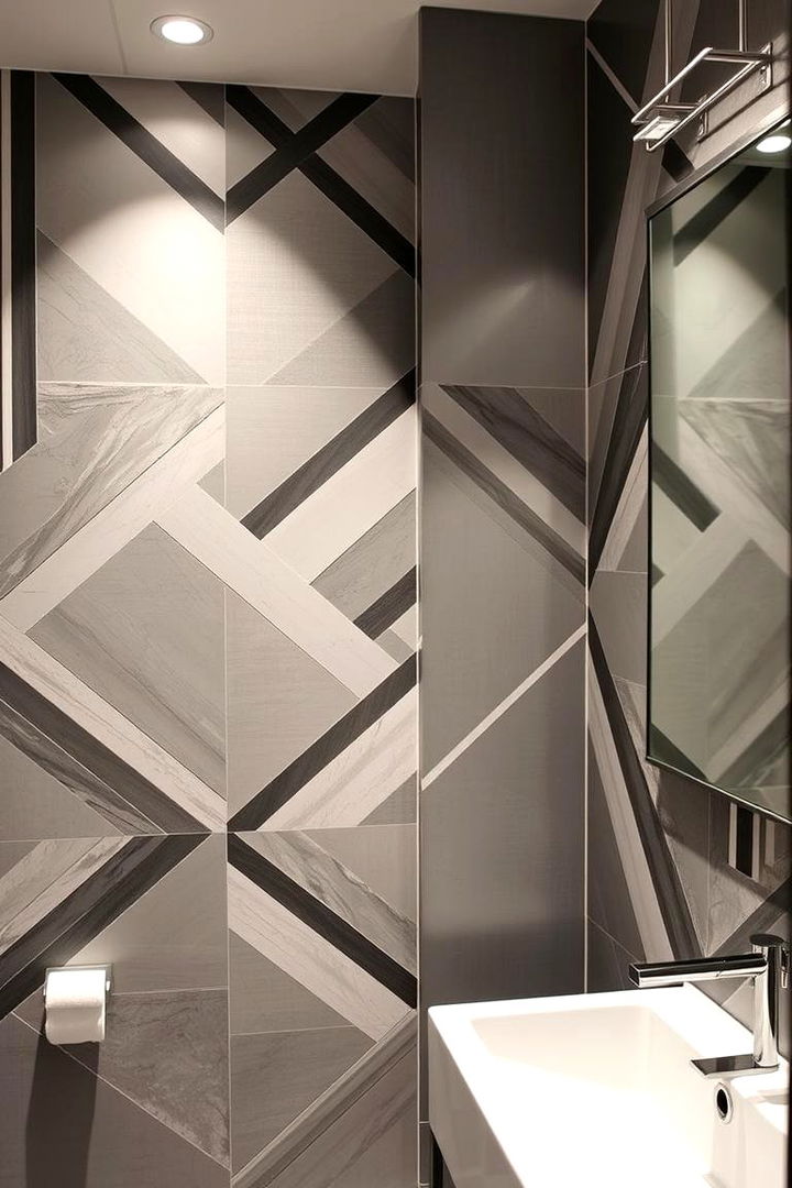 Geometric Designs - 22 Bathroom Accent Wall Ideas