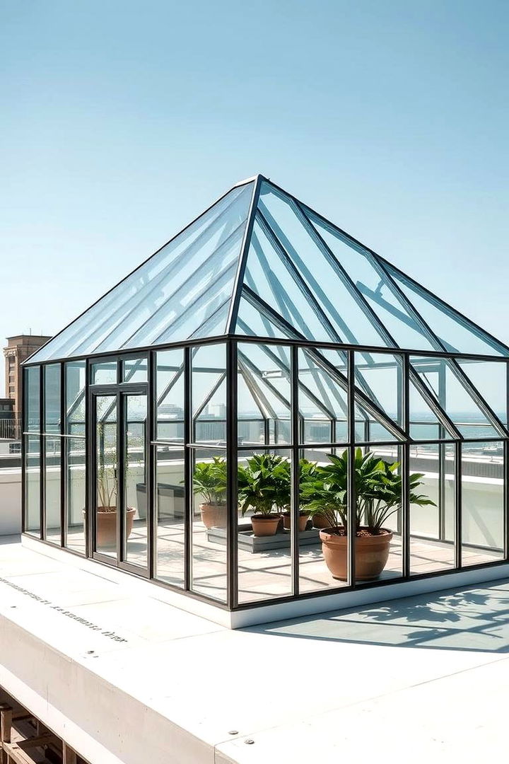Geometric Glass Greenhouse Appeal - 22 Rooftop Greenhouse Ideas