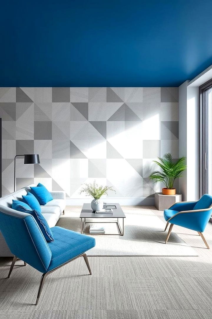 Geometric Grey Accents - 22 Blue and Grey Bedroom Ideas