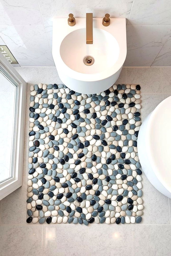 Geometric Layout Approach - 22 Pebble Tile Bathroom Ideas
