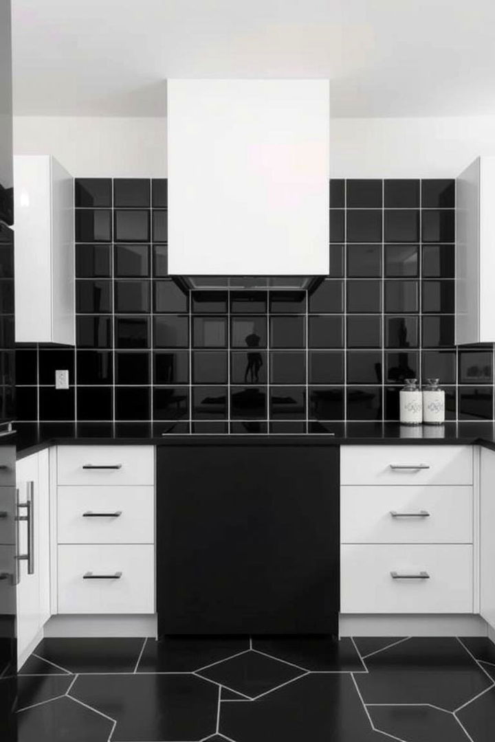Geometric Layouts in Black Tiles - 22 Black Kitchen Floor Ideas