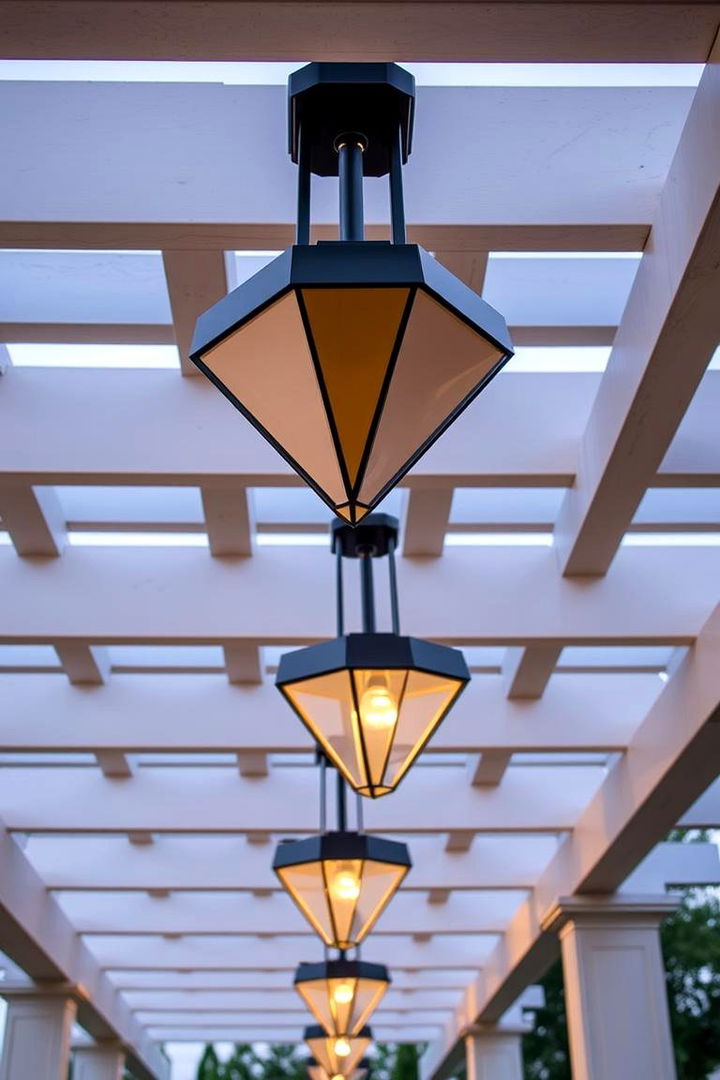 Geometric Light Fixtures - 22 Pergola Lighting Ideas