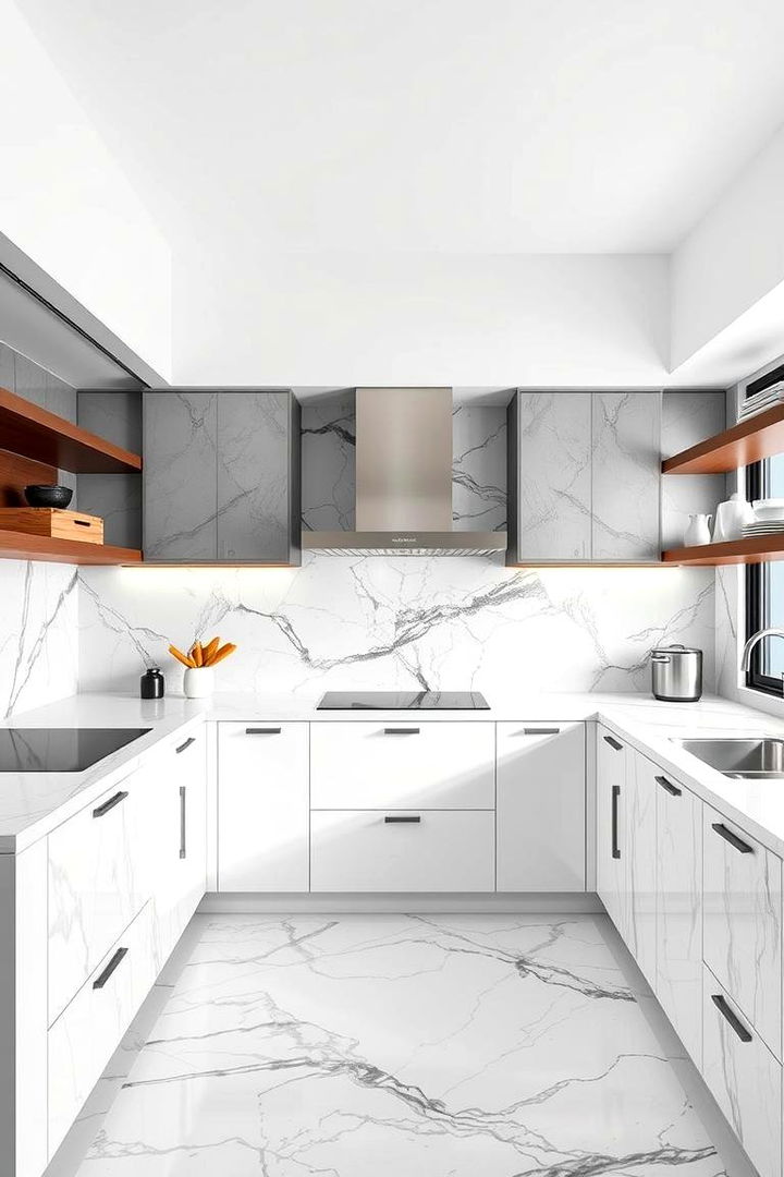 Geometric Marble Layouts - 22 Marble Kitchen Floor Ideas