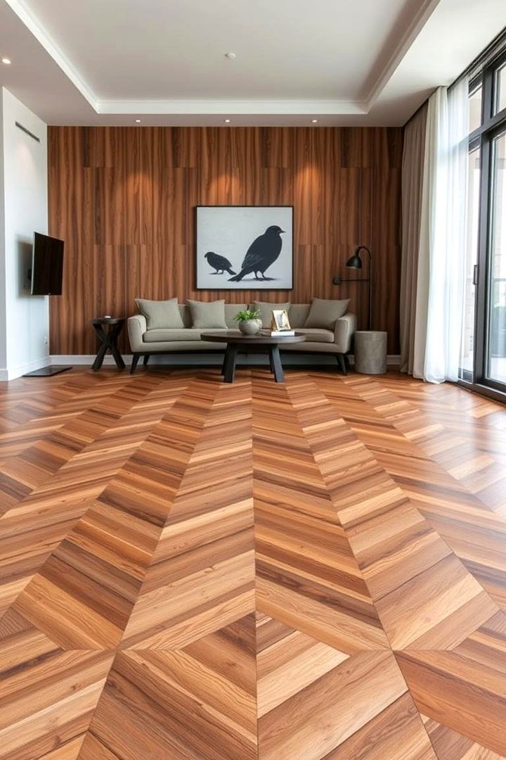 Geometric Pattern Creativity - 22 Living Room Wood Floor Ideas