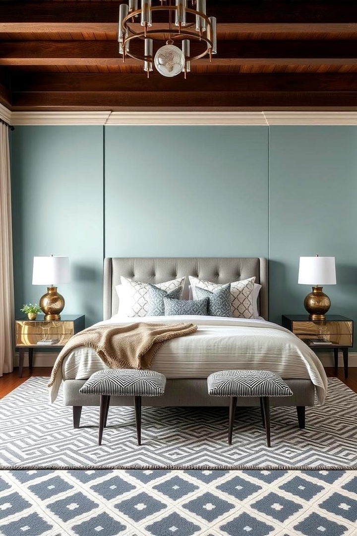 Geometric Pattern Integration - 22 Duck Egg Blue Bedroom Ideas