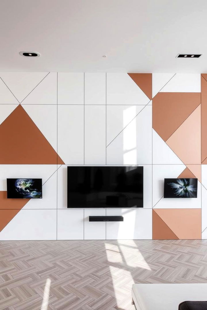 Geometric Pattern Media Walls - 22 Media Wall Ideas