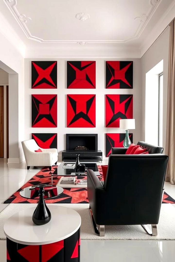 Geometric Pattern Perfection - 22 Red and Black Bedroom Ideas