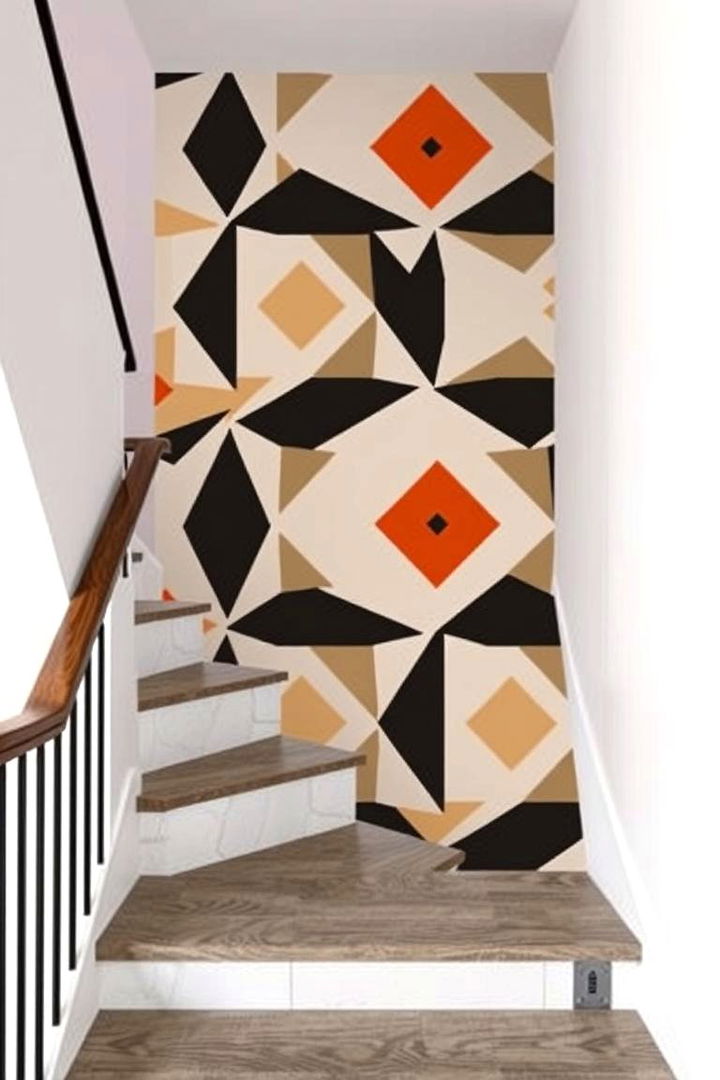 Geometric Pattern Play - 22 Staircase Wall Ideas