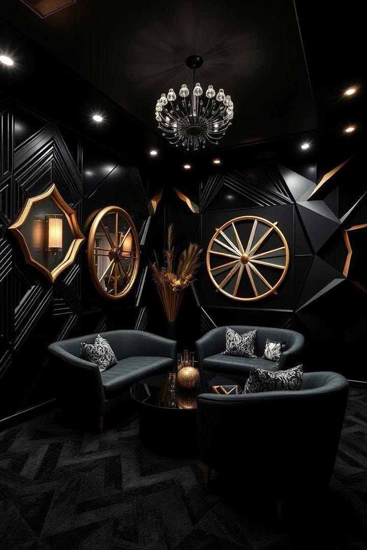 Geometric Pattern Play - 22 Black Room Ideas