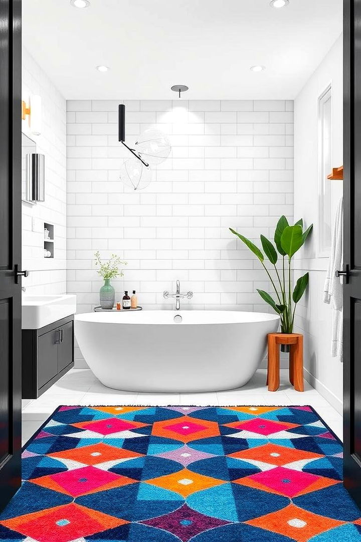 Geometric Patterned Design Statement - 22 Bathroom Rug Ideas
