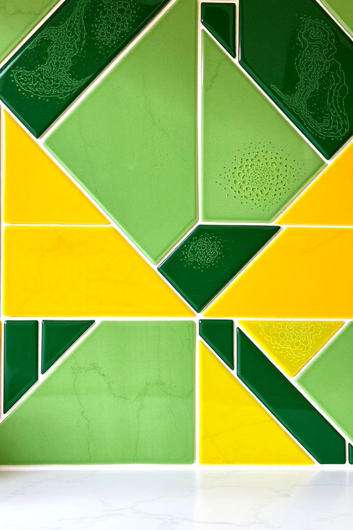 Geometric Patterned Flair - 22 Green and Yellow Kitchen Ideas