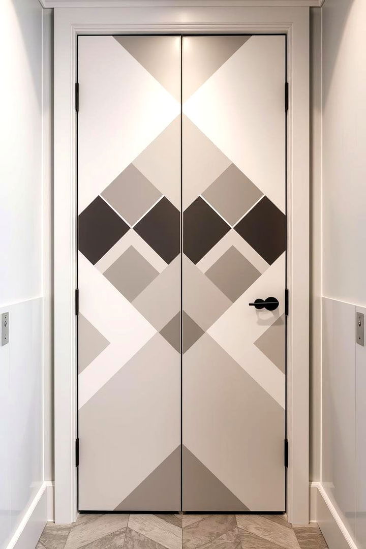 Geometric Patterned Panels - 22 Bathroom Door Ideas