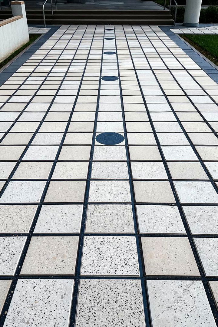 Geometric Patterned Paths - 22 Concrete Walkway Ideas