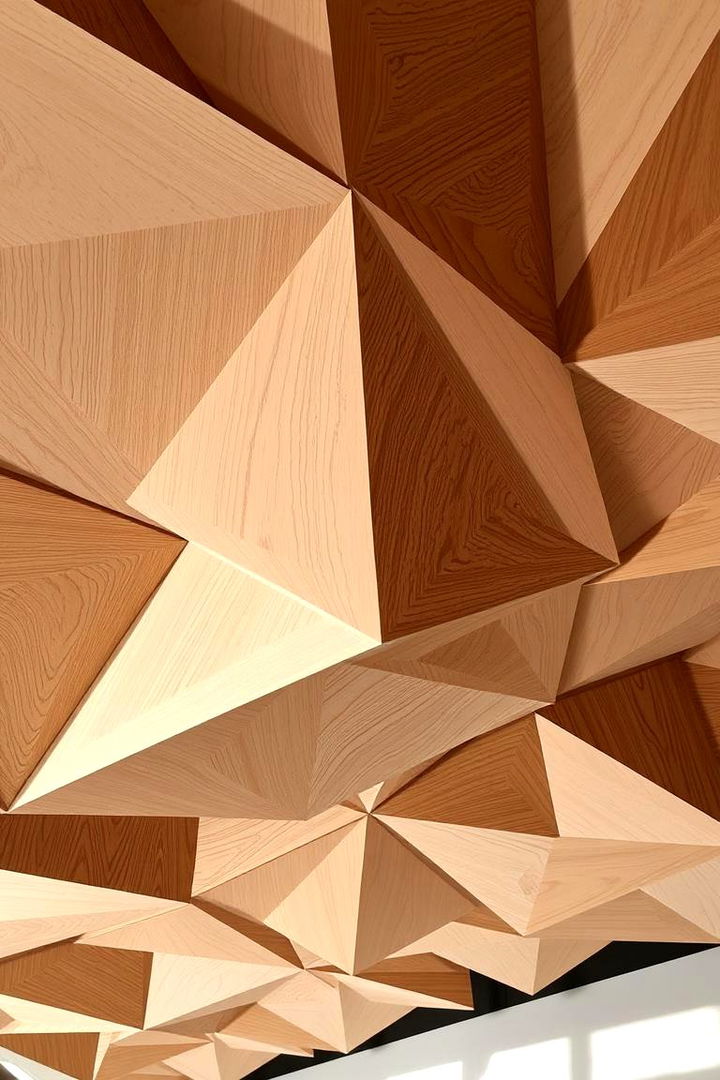 Geometric Patterned Plywood Arrangements - Plywood Ceiling Ideas for Modern Budget-Friendly Designs