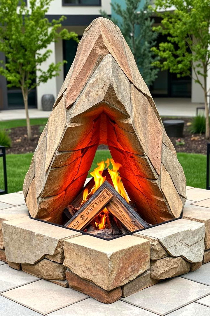 Geometric Patterned Rock Pit - 22 Rock Fire Pit Ideas