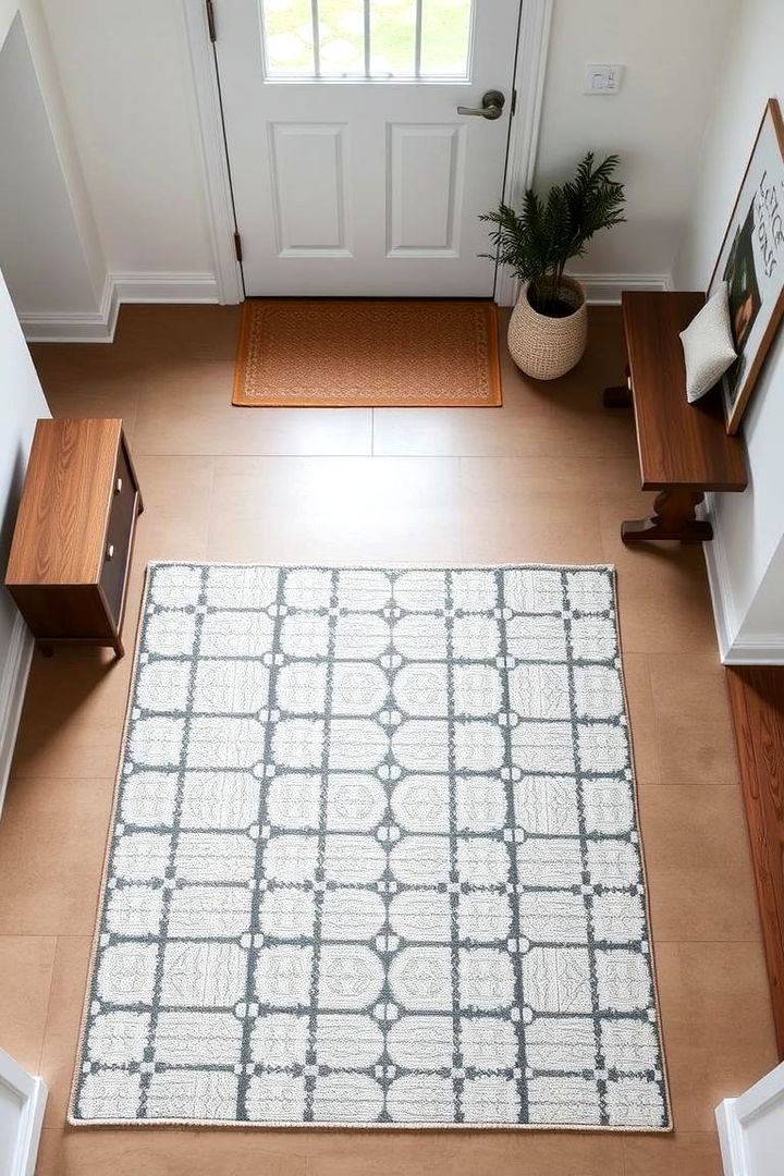 Geometric Patterned Rug - 22 Scandinavian Entryway Ideas