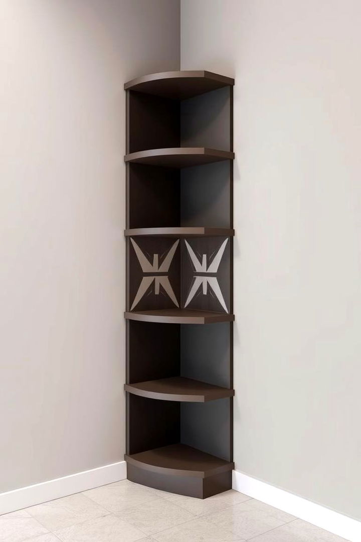 Geometric Patterned Shelves - 22 Corner Bookshelf Ideas