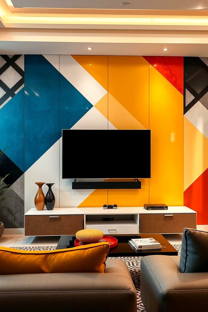Geometric Patterned Surround - 22 Tv Wall Ideas