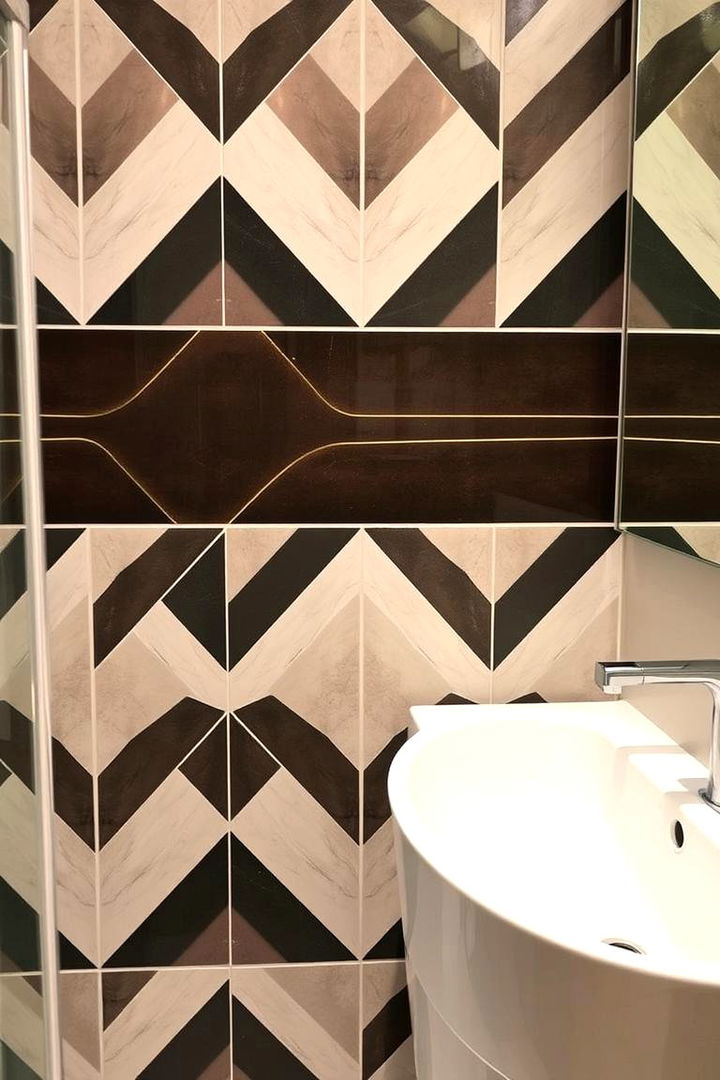 Geometric Patterned Tiles - 22 Bathroom Art Ideas