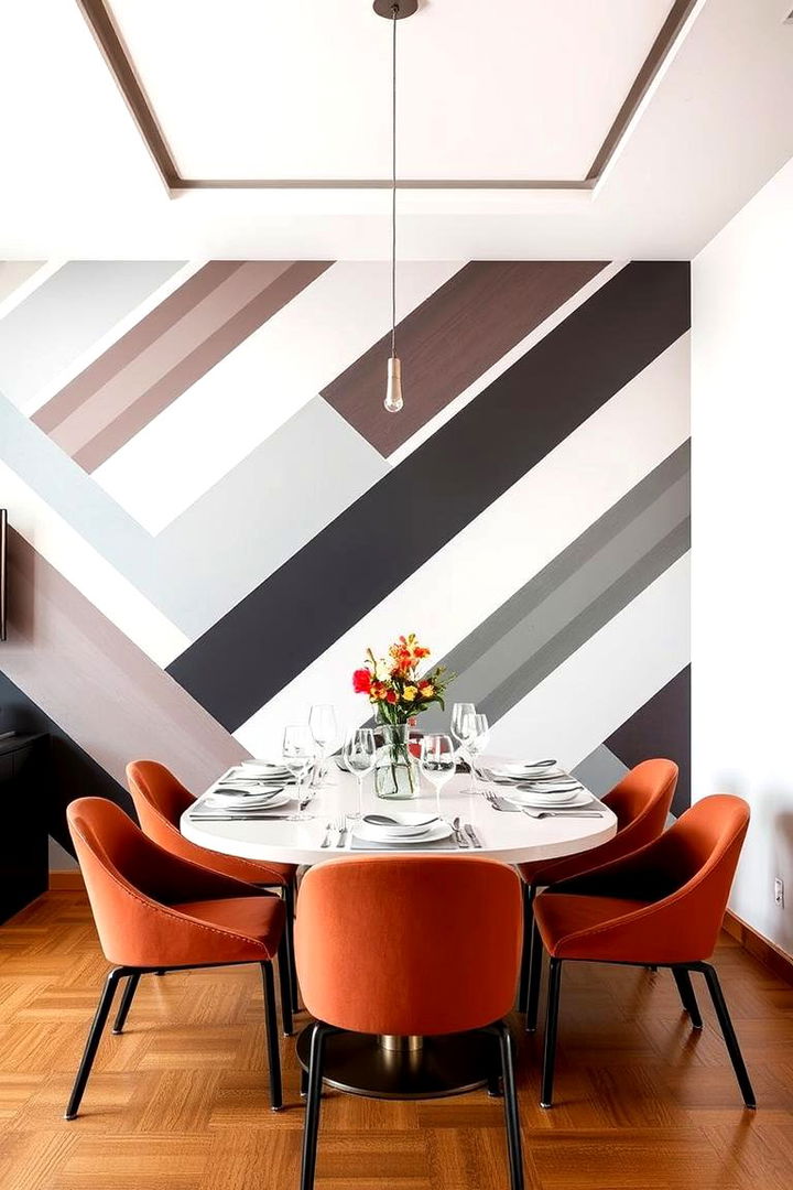 Geometric Patterned Wall - 22 Dining Room Accent Wall Ideas