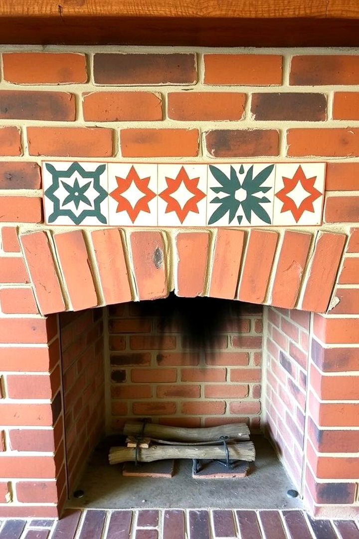 Geometric Patterns - 22 Painted Brick Fireplace Ideas