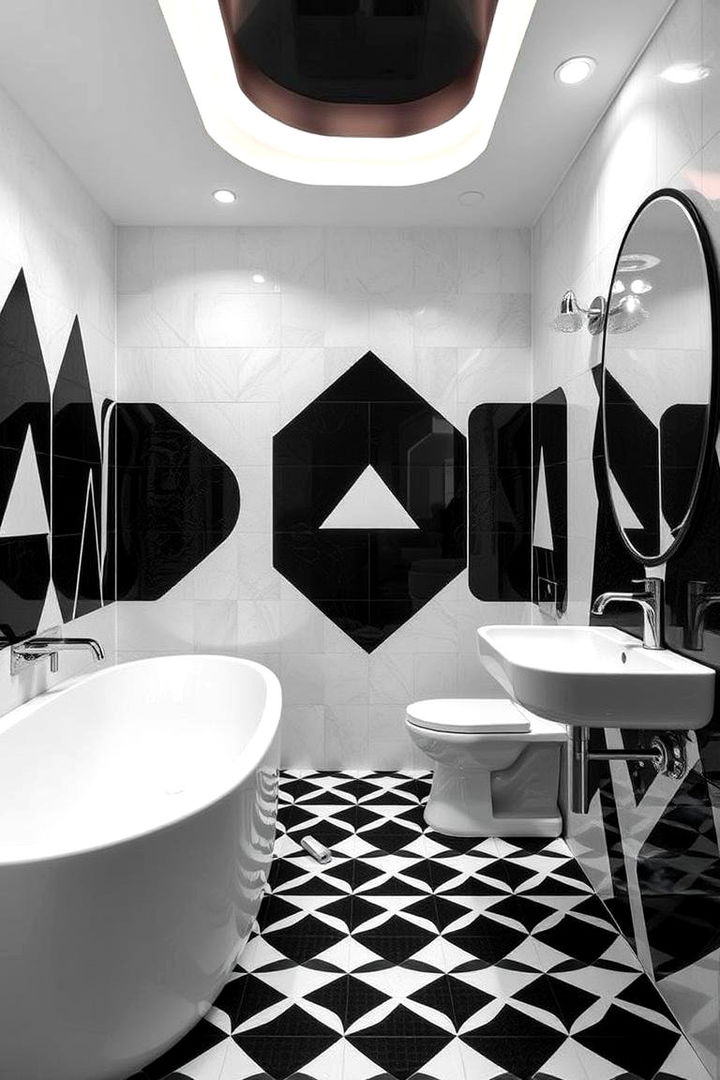 Geometric Patterns - 22 Black and White Bathroom Ideas