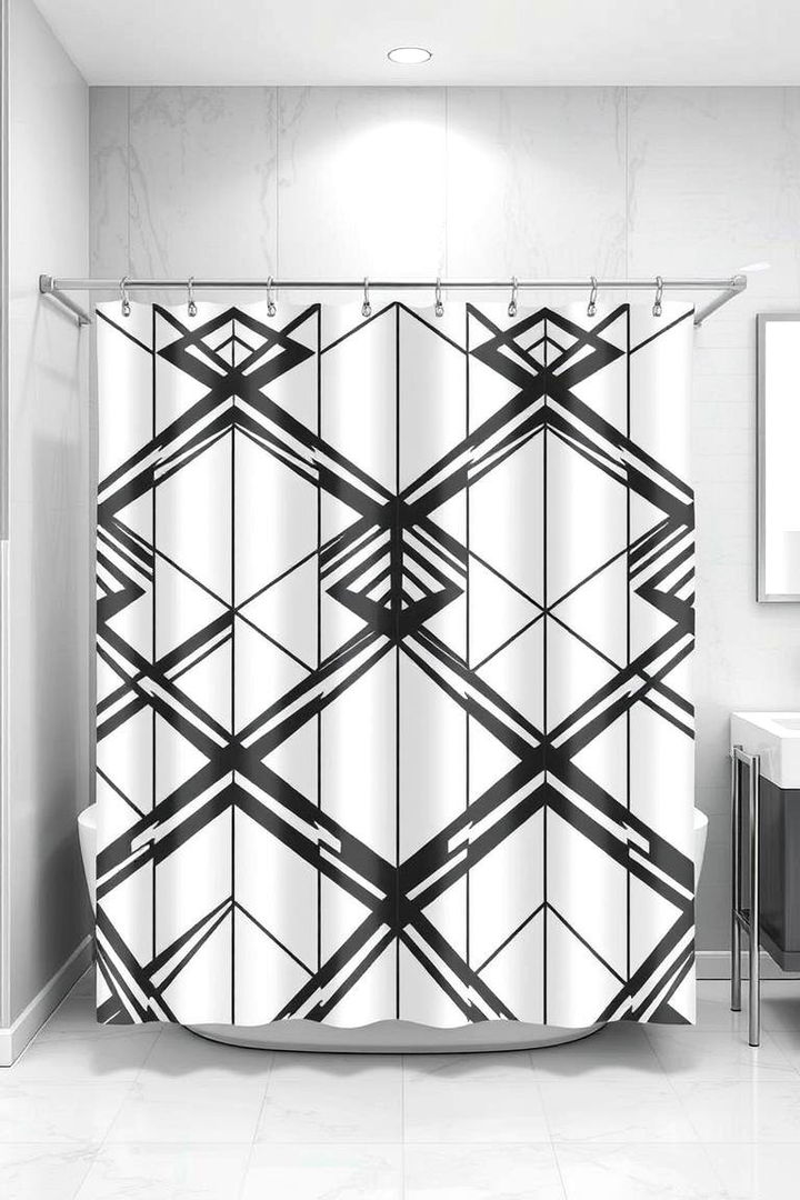 Geometric Patterns Galore - 22 Shower Curtain Ideas