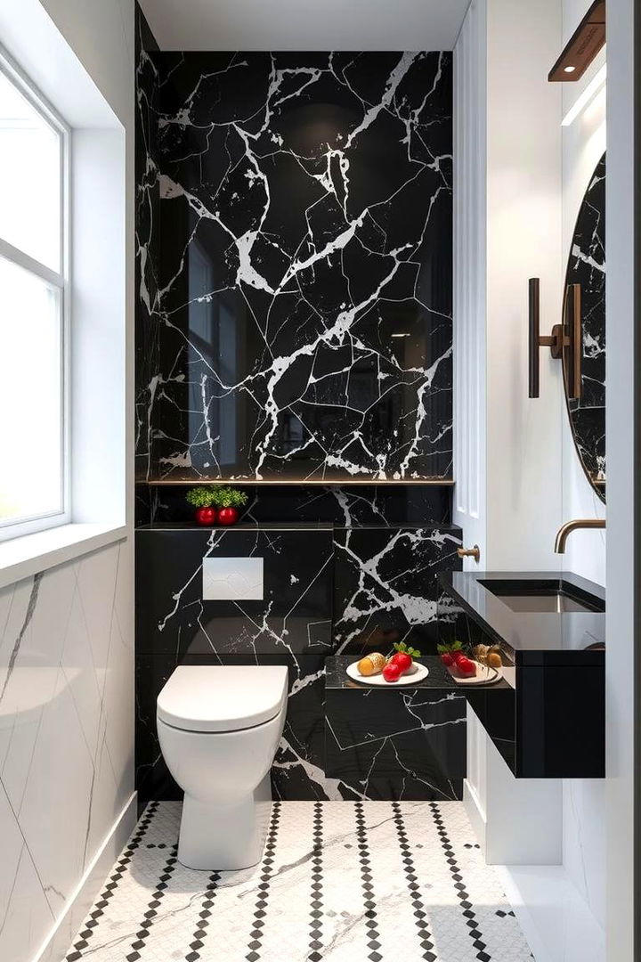 Geometric Patterns Intricate Black Marble Designs - 22 Black Marble Bathrooms