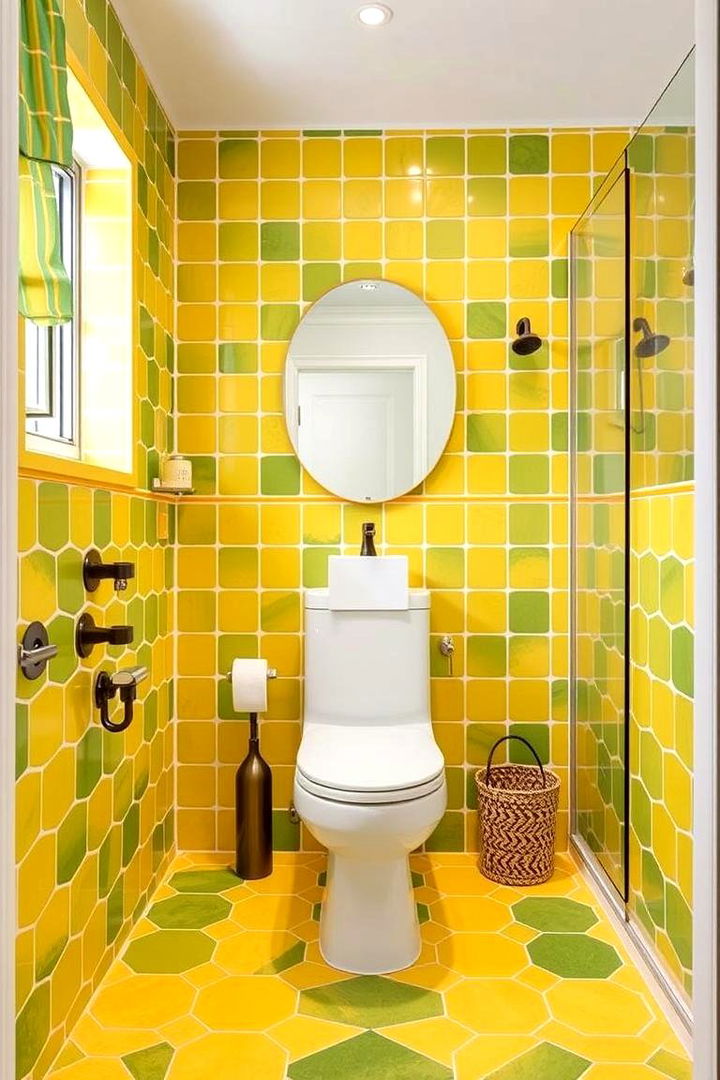 Geometric Patterns and Shapes - 22 Yellow and Green Bathroom Ideas