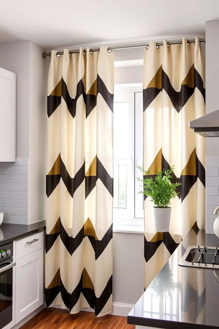 Geometric Patterns for Contemporary Vibes - 22 Kitchen Curtain Ideas