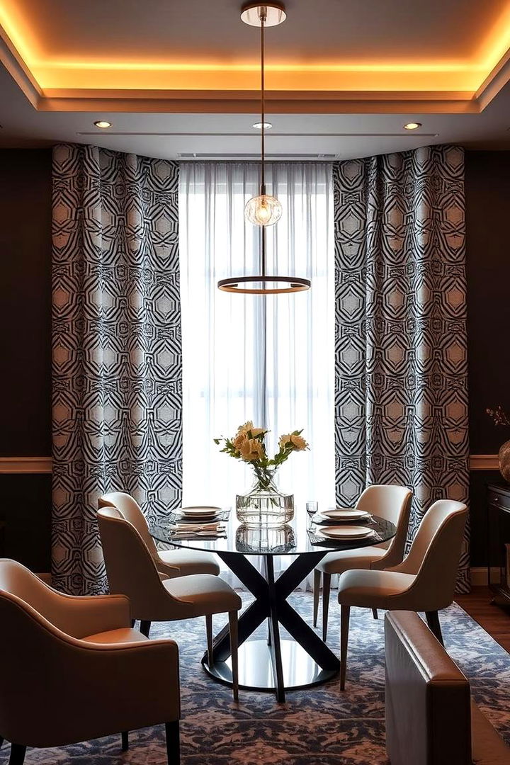 Geometric Patterns for a Modern Twist - 22 Dining Room Curtain Ideas