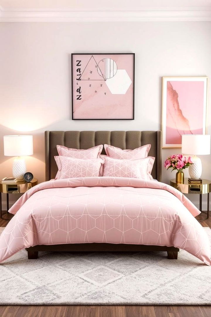 Geometric Patterns in Blush Pink - 22 Blush Pink Bedroom Ideas