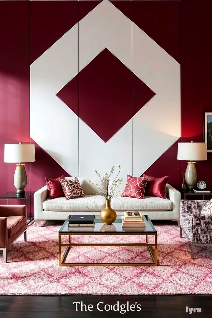 Geometric Patterns in Burgundy - 22 Burgundy Living Room Ideas